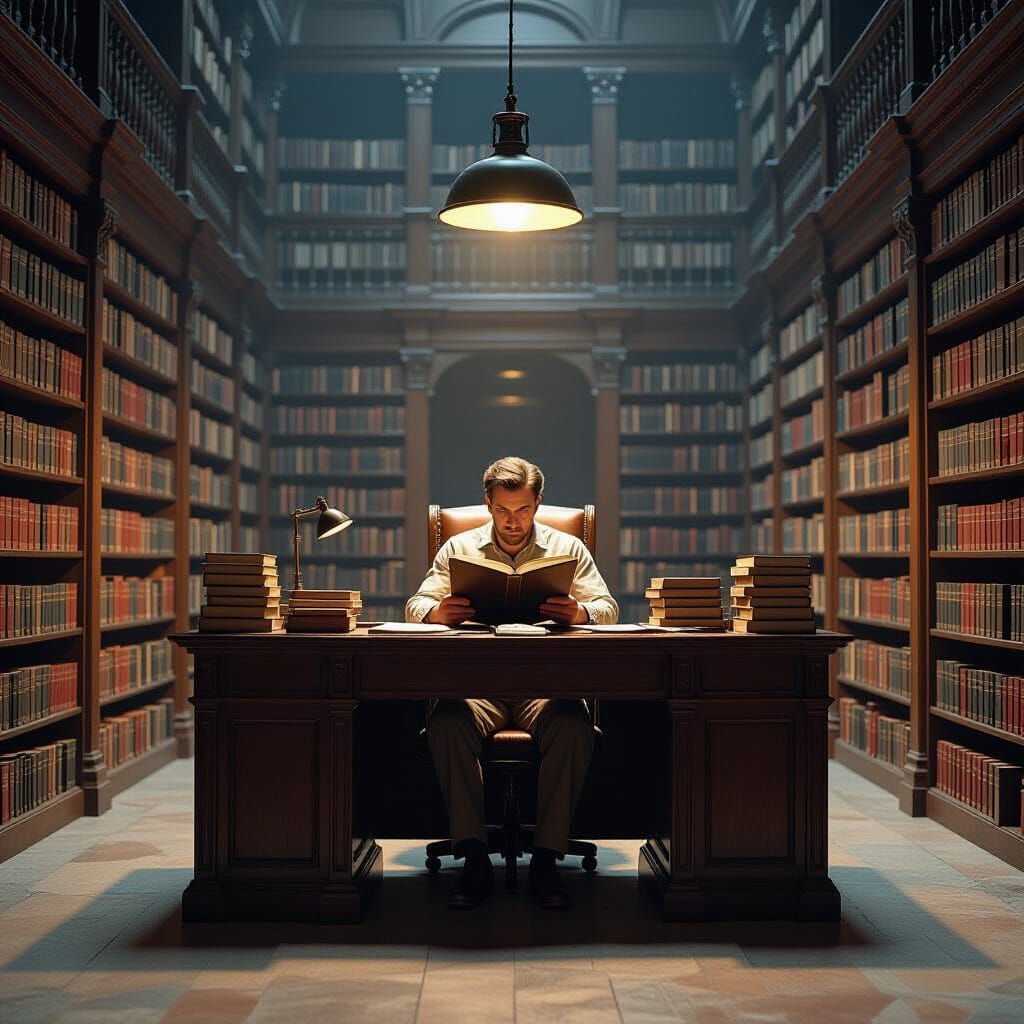Silent Library Study in Surreal Style