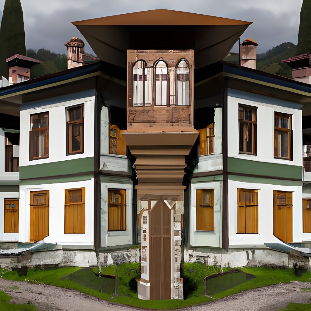 Futuristic Abkhazian House in Cosmic Mixed Media Style