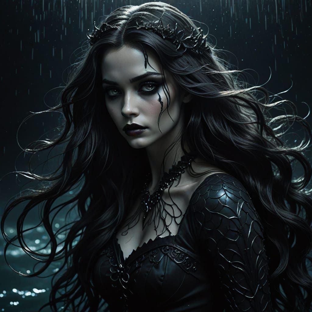 Dark Mermaid in Gothic Elegance