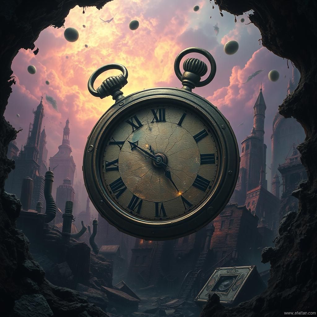 Dystopian Watch: Nature's Fury in Dark Fantasy Style