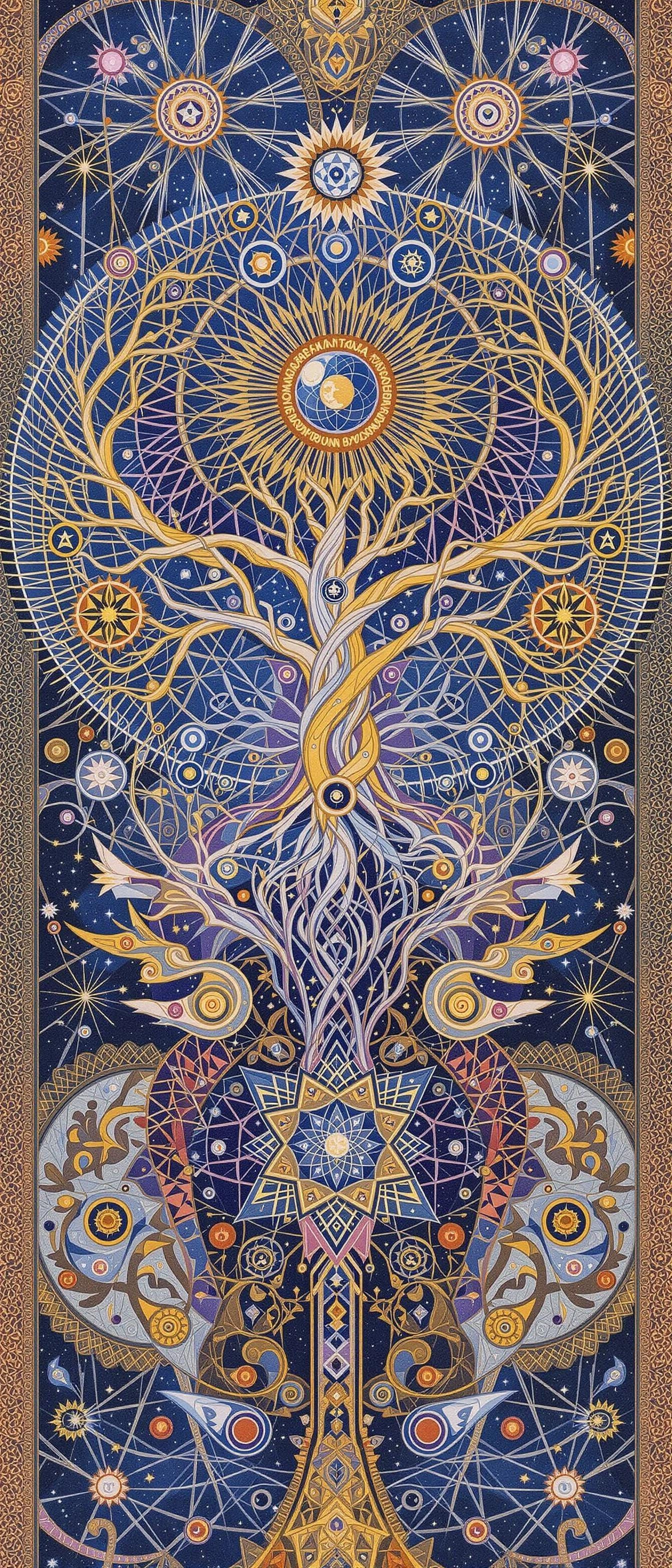Kabbalistic Tree of Life in Surreal Cosmic Art