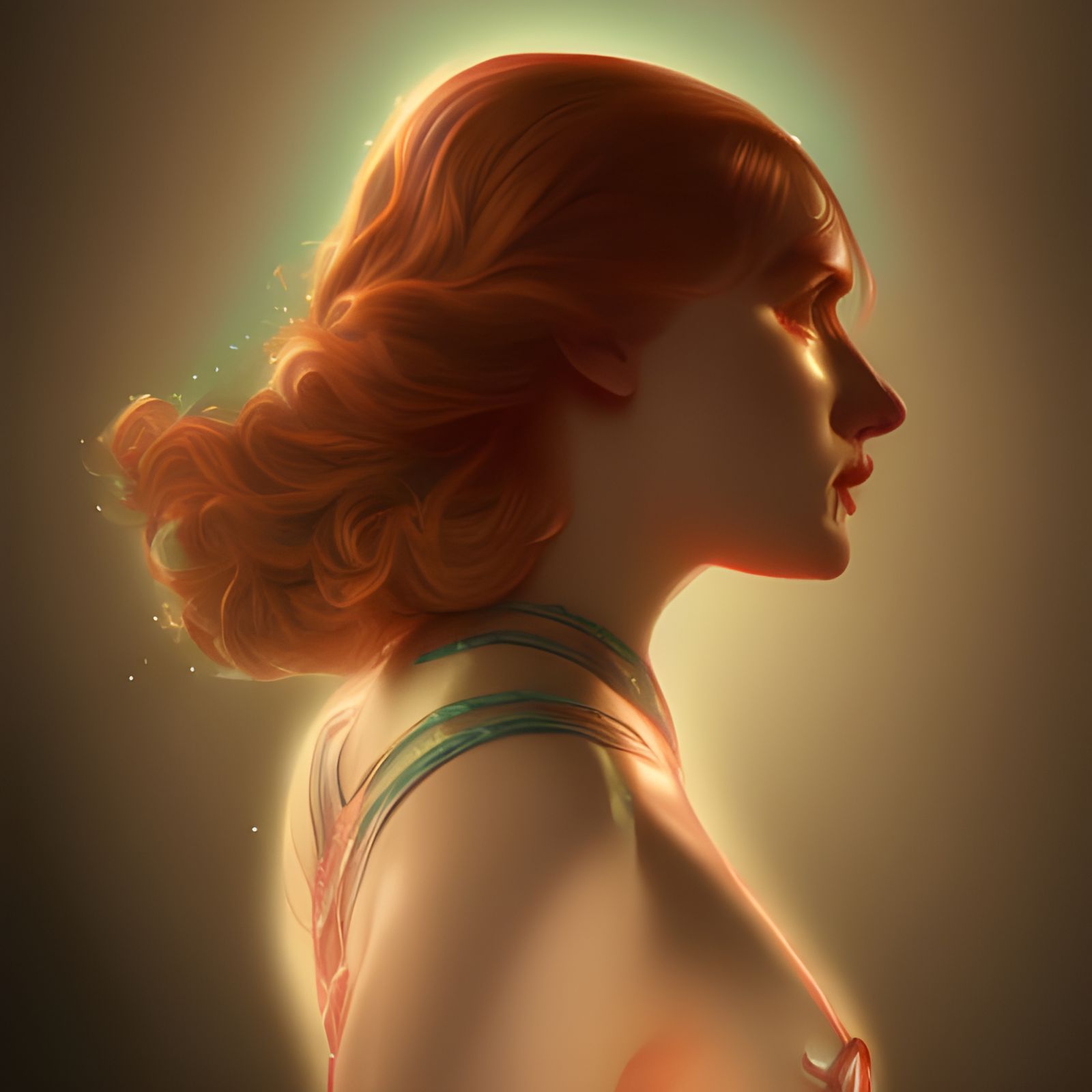 Fiery Portrait in Art Nouveau Style