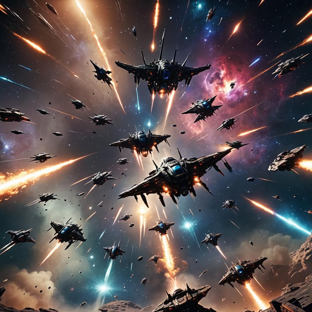 Epic Space Battle with Alien Spaceships in 3D