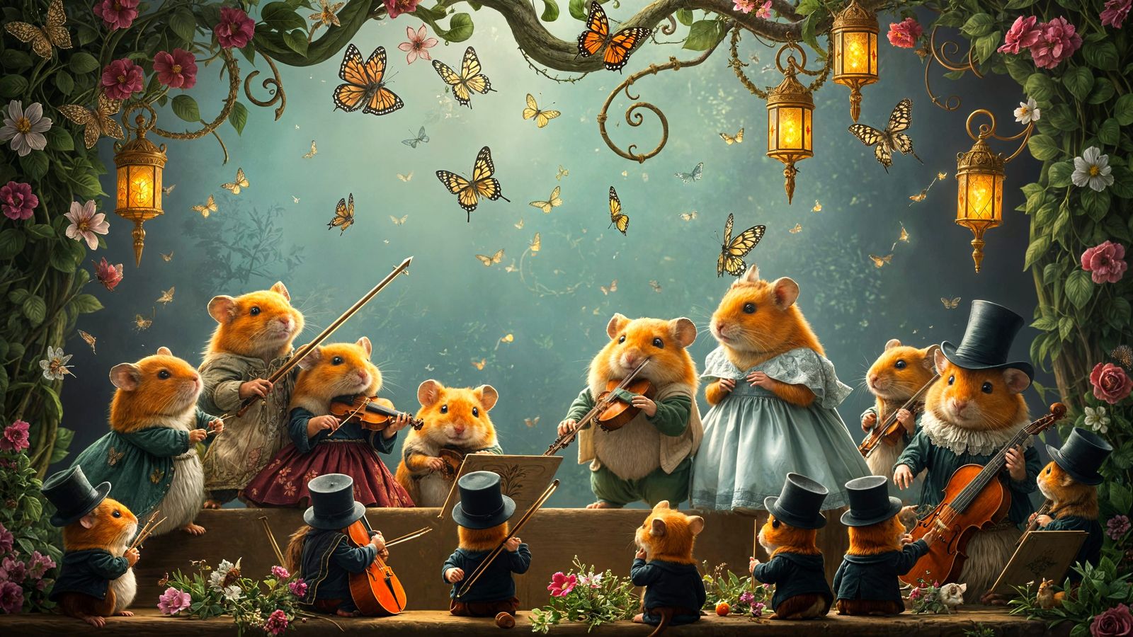 Hamsters Perform Whimsical Opera in Enchanted Forest