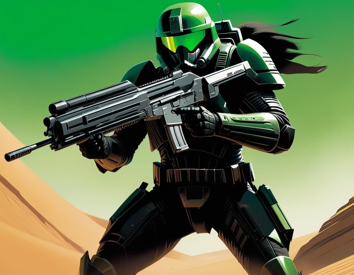 Armored Sardaukar Trooper in Dynamic Comic Art