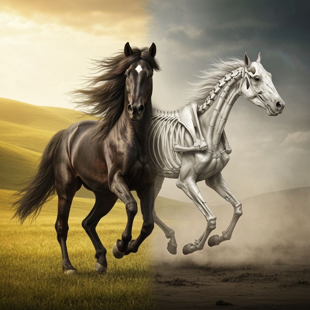 Galloping Horse Between Two Worlds: Life and Death