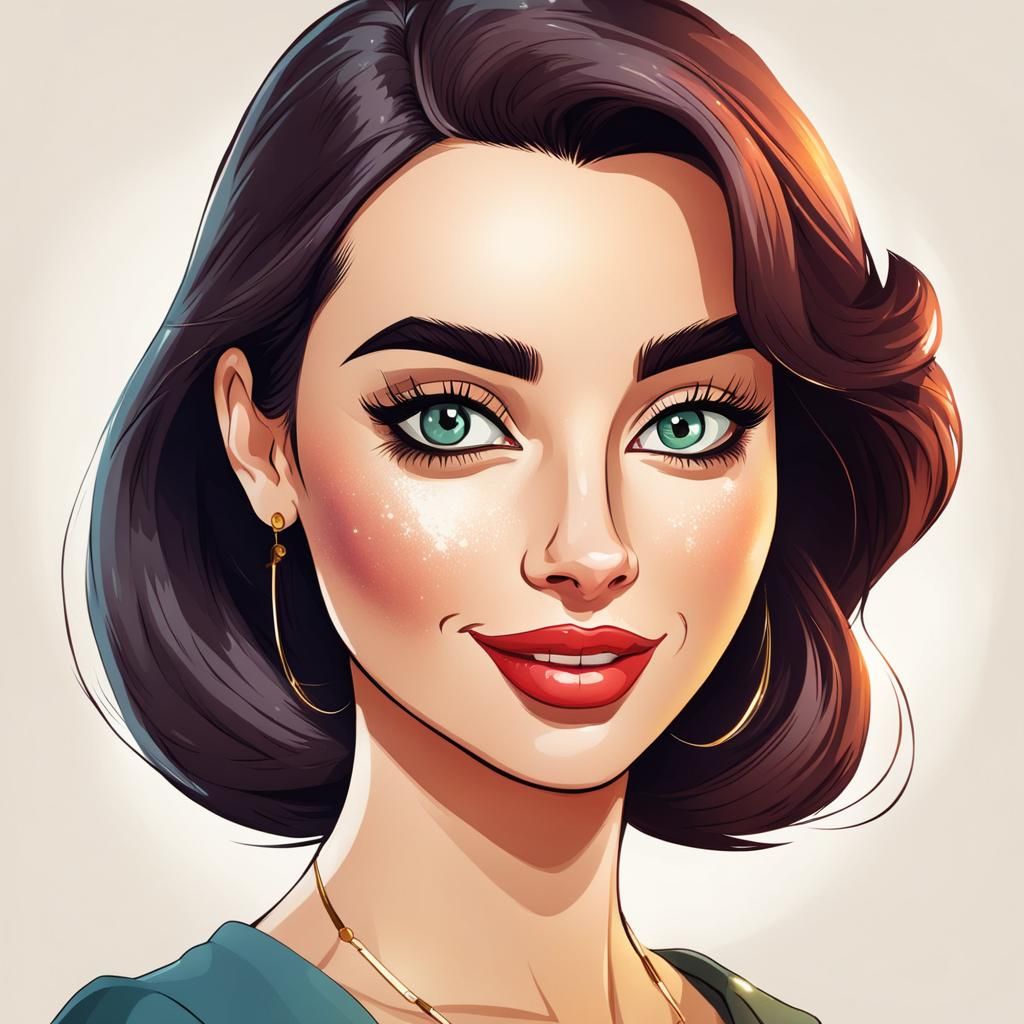 Cartoon of a Beautiful Young Lady