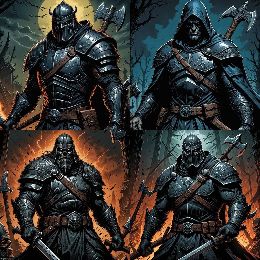 Medieval Executioner with Axe in Comic Book Style