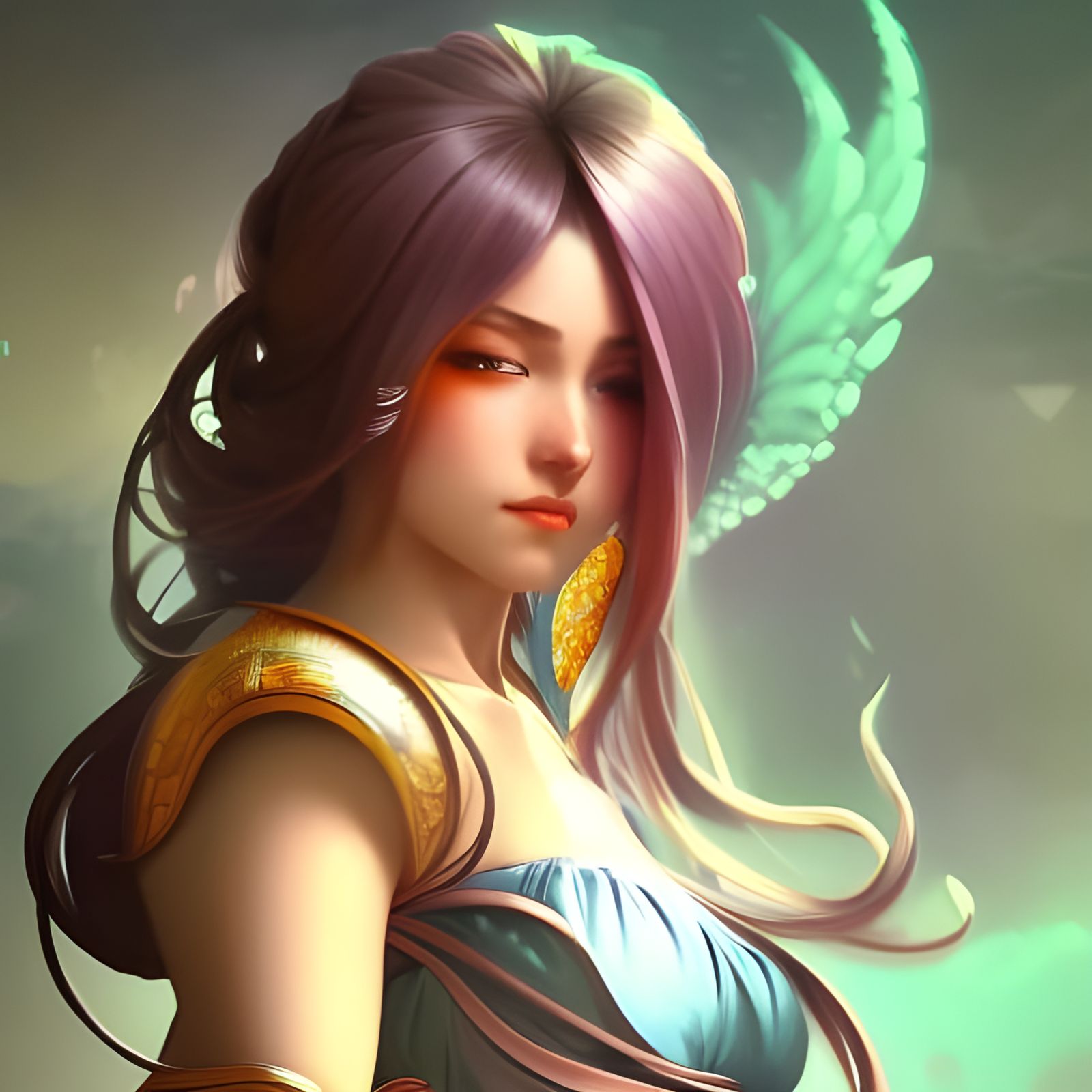 Anime Fantasy Girl Portrait in Dynamic Lighting