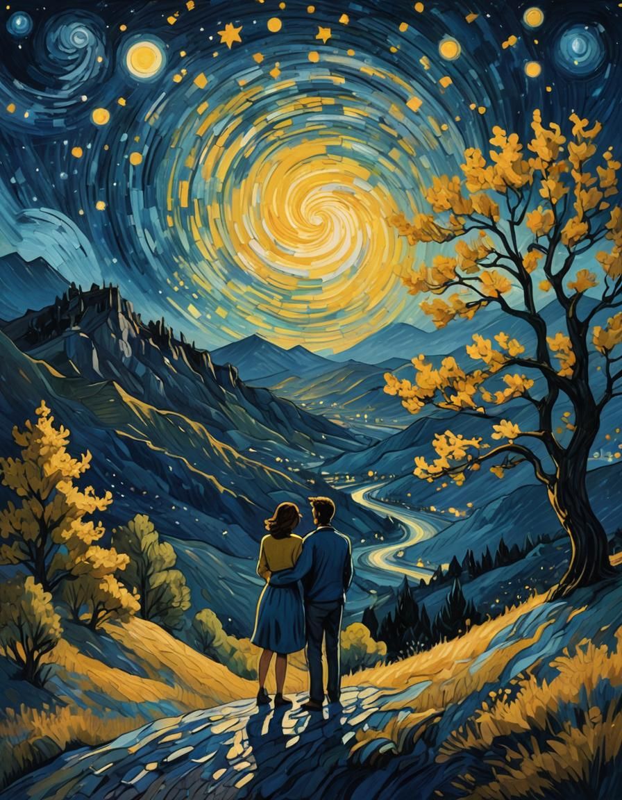 A girl with short brunette hair and a guy with long curls ha...