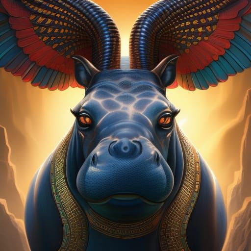 Egyptian Goddess Taweret Portrait Art