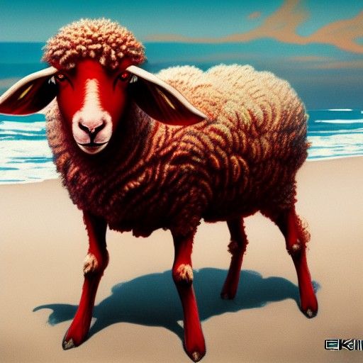 Red Sheep on a Strange Beach, Eldritch Concept Art