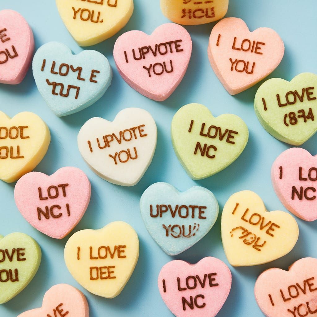 Sweet Conversation Hearts in Cyberpunk Style