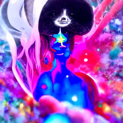 Holographic Astral Cosmic Illustration in Amaringo Style
