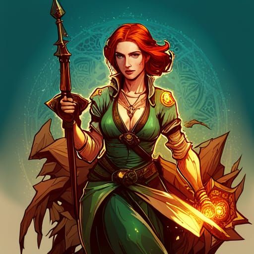 Triss Merigold on Battlefield: Digital Art Illustration