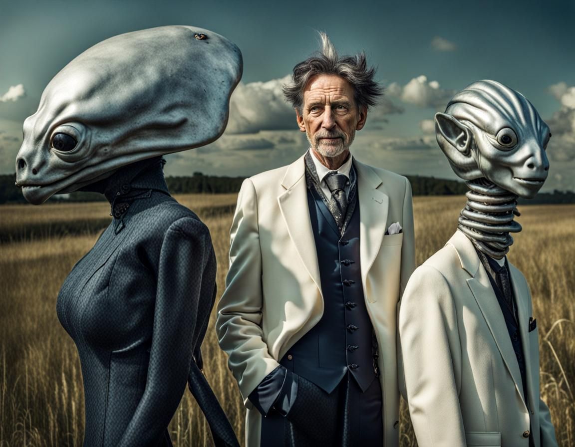 Surreal Alien Celebration in Dreamy Restaurant