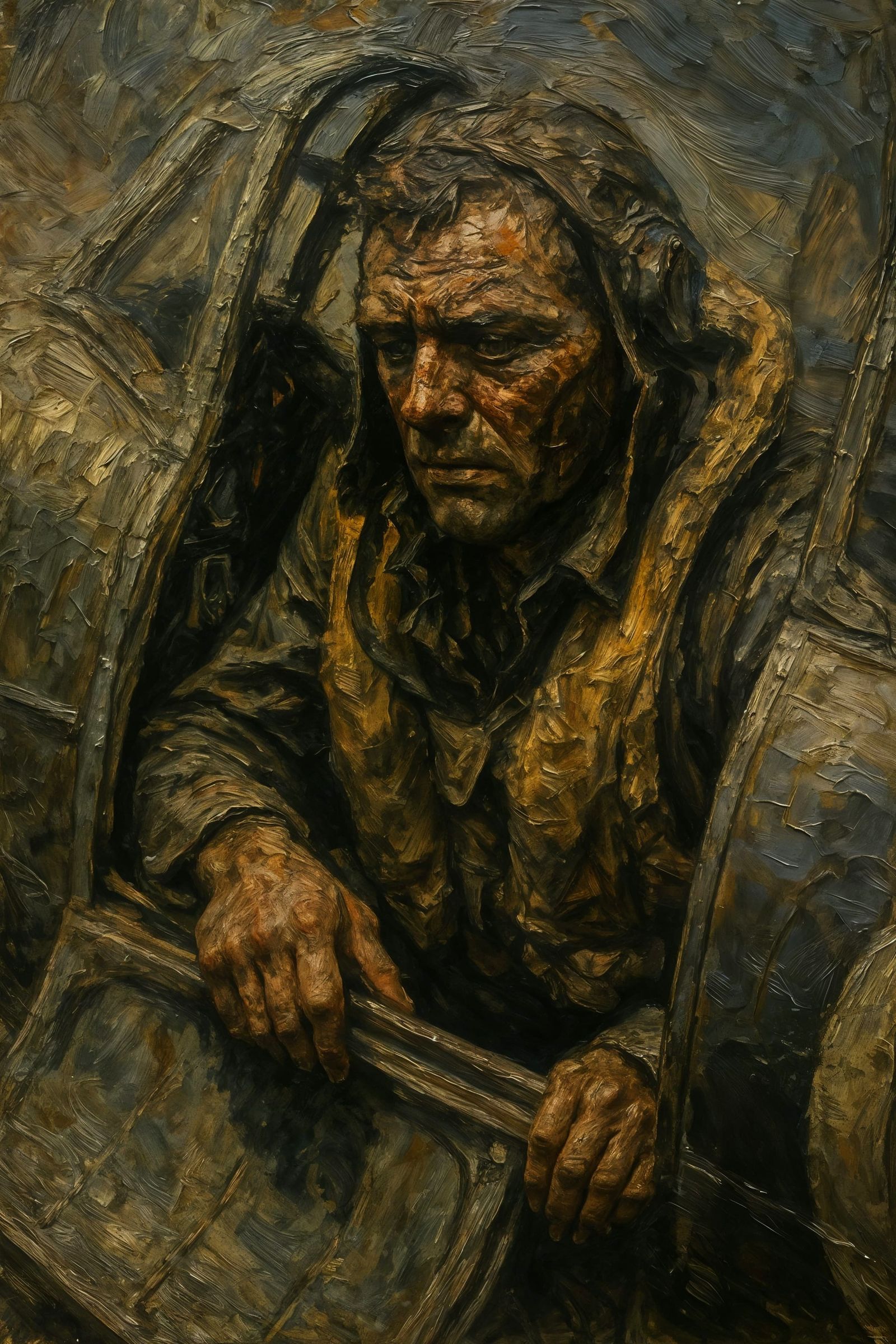 WWII Pilot Portrait in Impasto Oil Painting