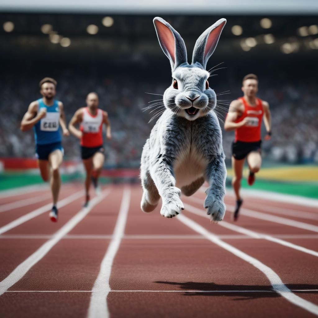 Rabbit Runner Wins Olympic Race: Cinematic Sports Photo