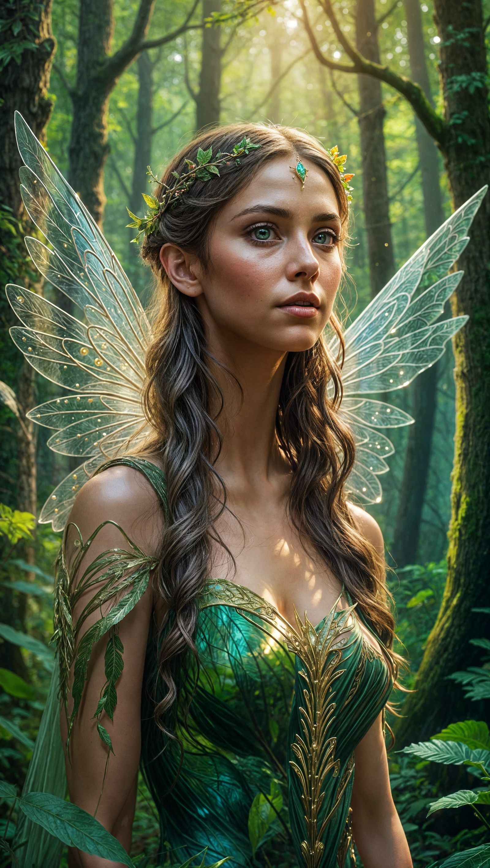 Beautiful Fairy Woman in Fairytale Forest