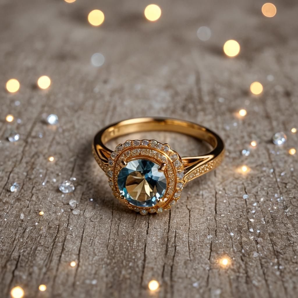 Topaz Ring in Gold Frame Professional Photography