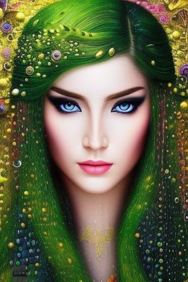 Elf in Rainforest: Surreal Pointillist Art