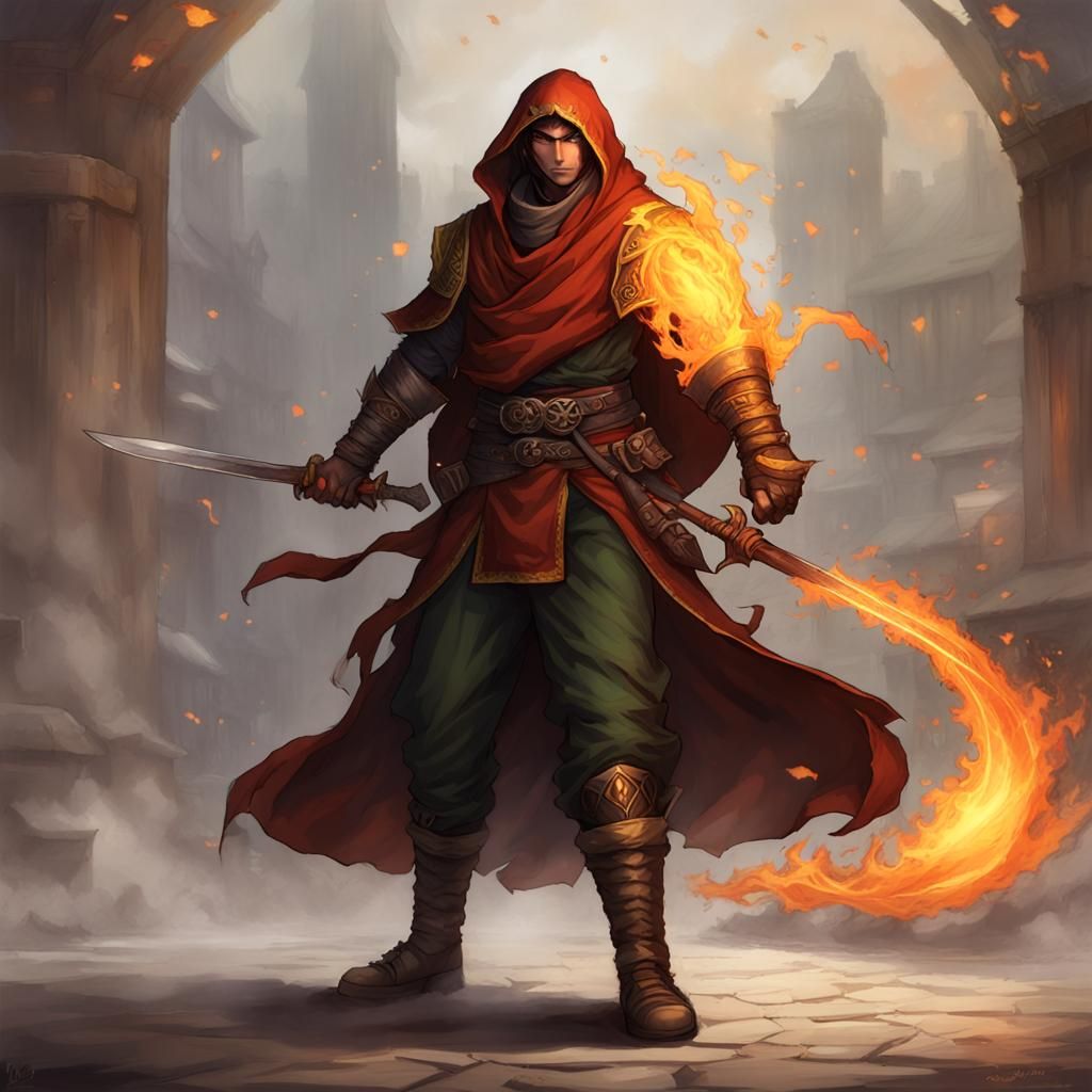 Male Fire Gensai Rogue Character Art