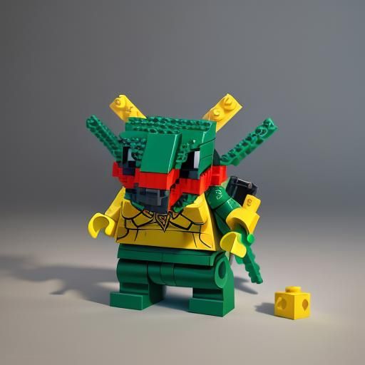 Lego Rayquaza Eating Pizza, Digital Art