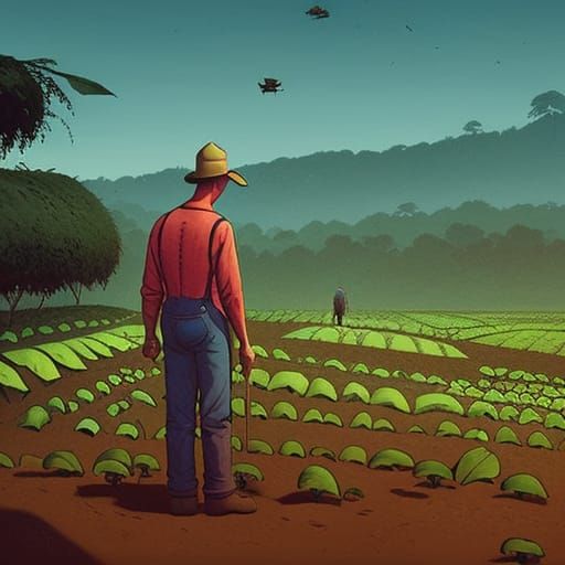 Coffee Farmer in Comic Book Art Style