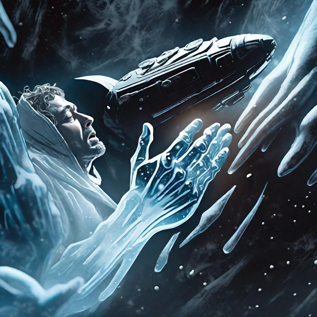 Frozen Astronaut Adrift in Cold Outer Space