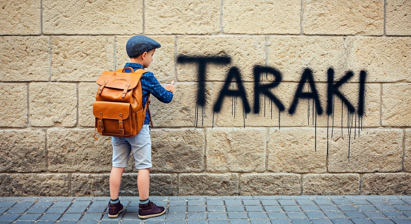 Boy Spray Painting Graffiti on Stone Wall