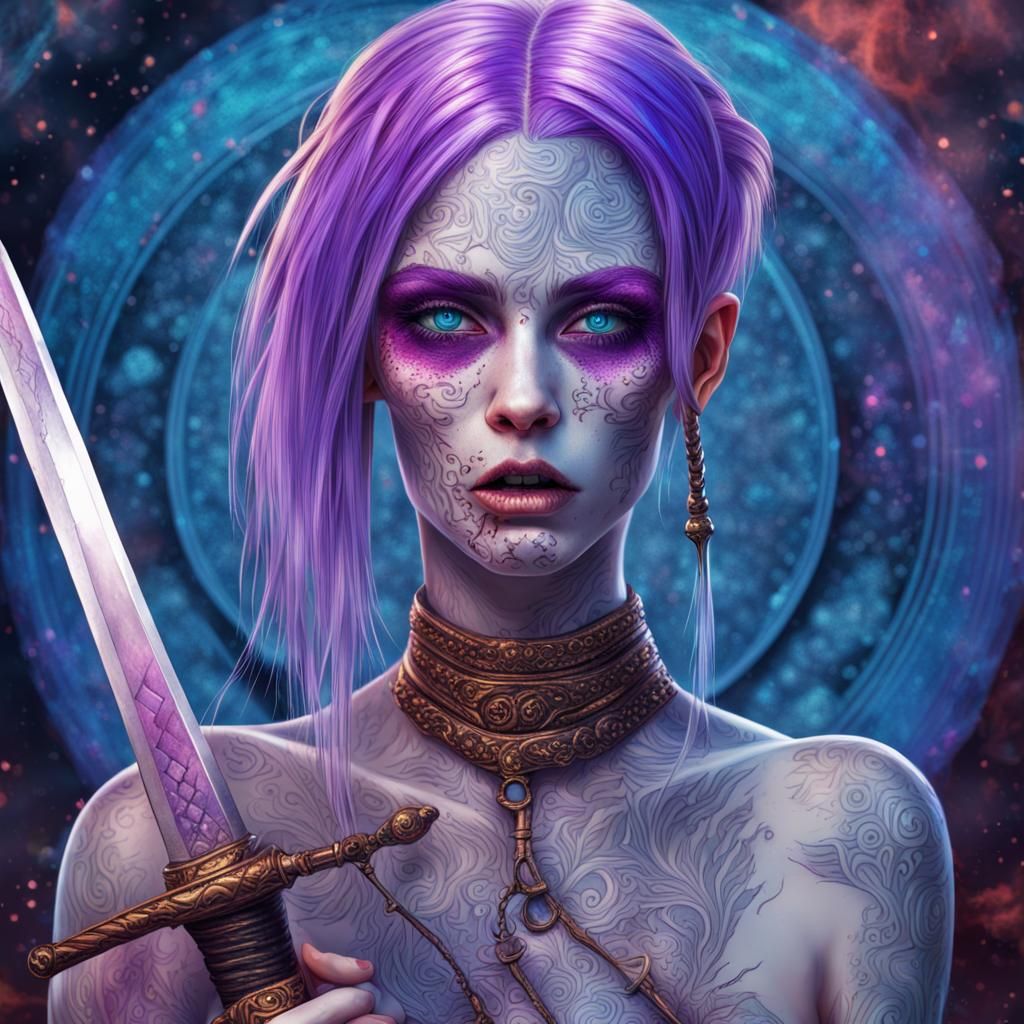 Astral Zombie Woman with Damascus Sword