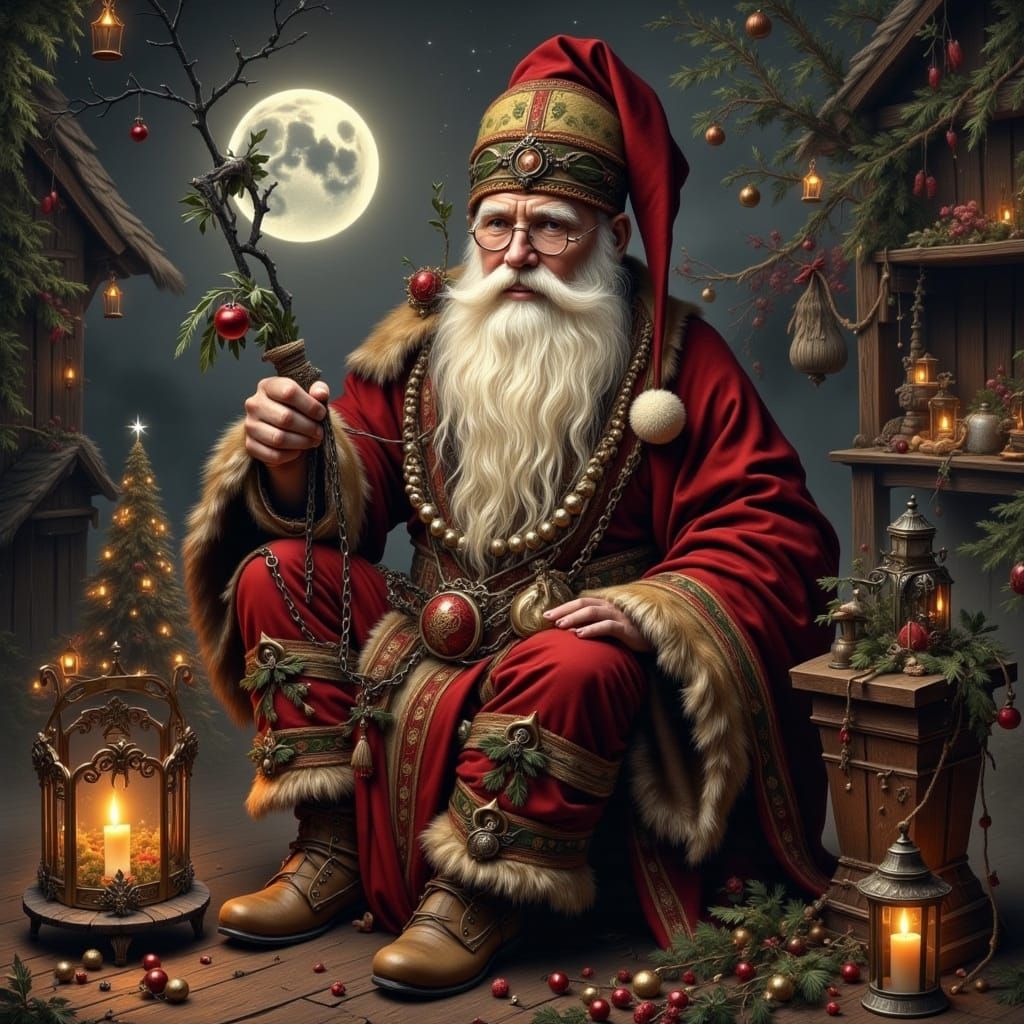 Gypsy Santa Claus in Hyperreal Style