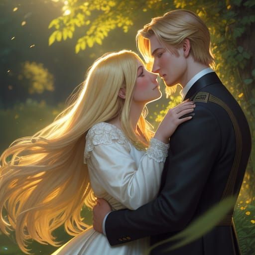 Romantic Couple in Park at Golden Hour