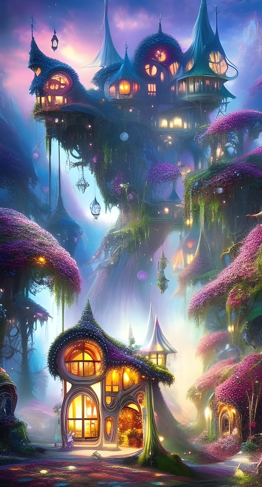 Enchanted Fairy Mushroom House in Fairytale Setting