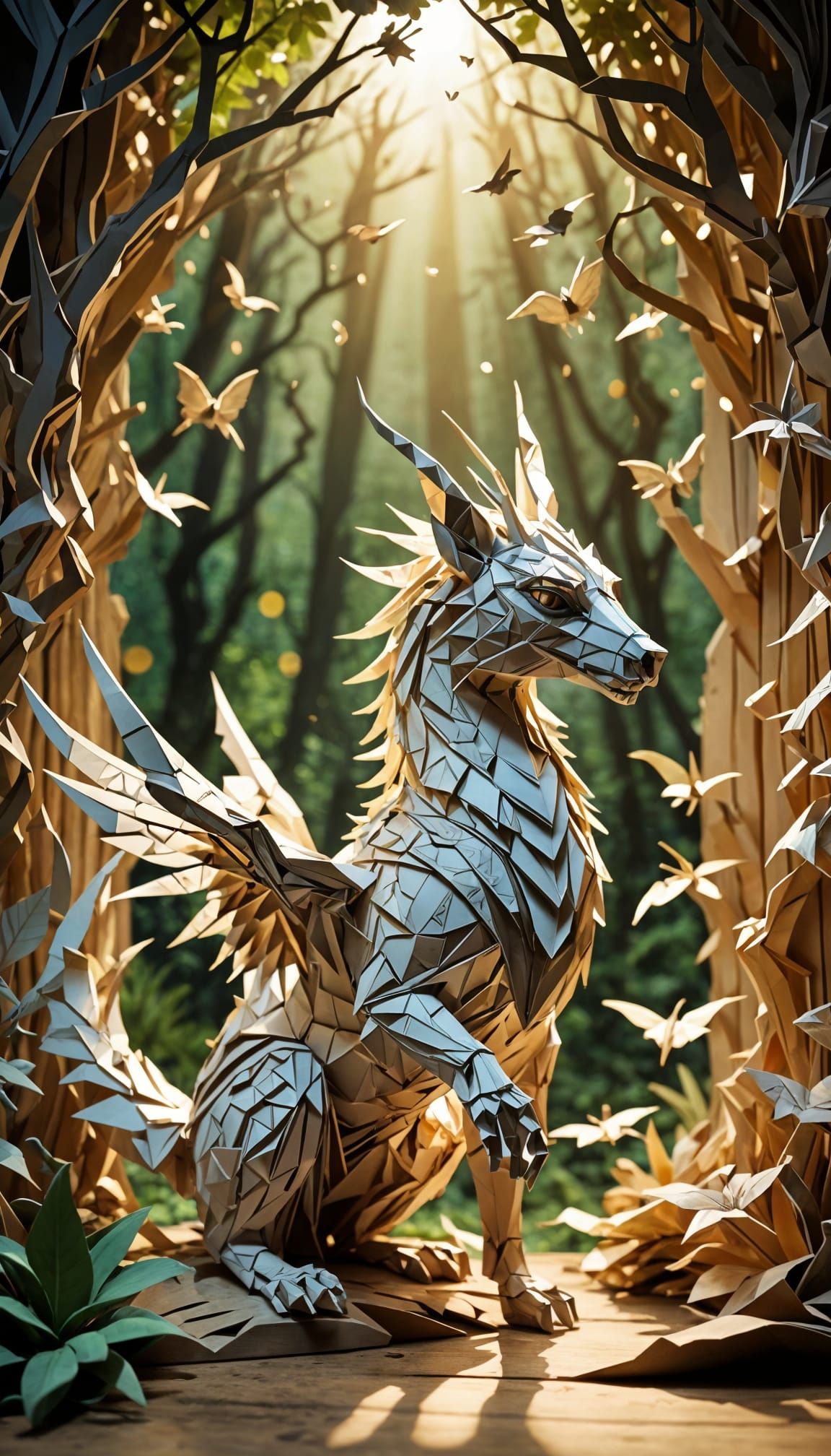 Epic Kirigami Mythical Creature in Origami Paper Folds