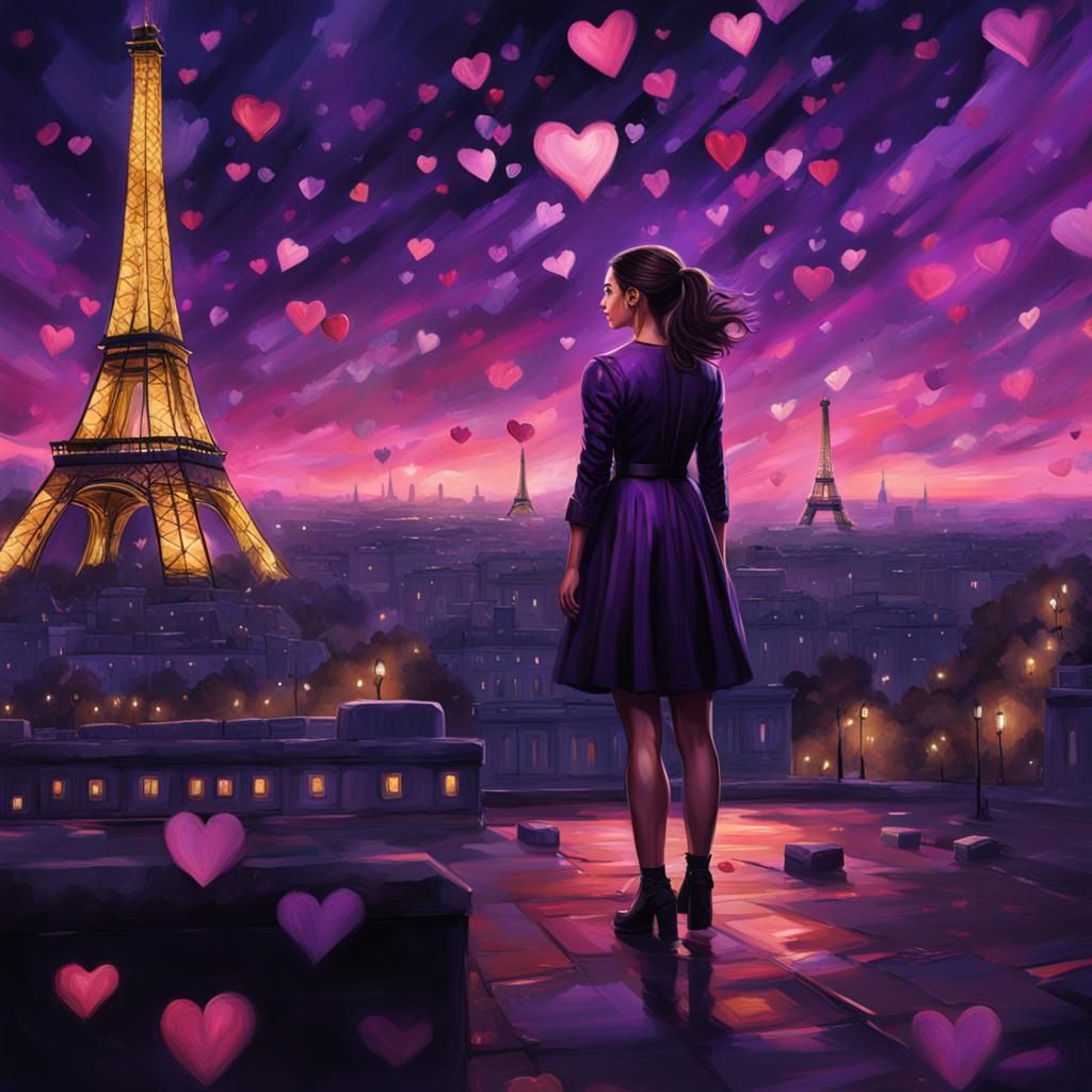Kate Bishop's Romantic Paris Night: An Oil Painting