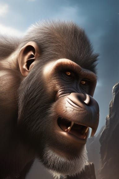 Epic Dark Fantasy Art of an Angry Ape-Man