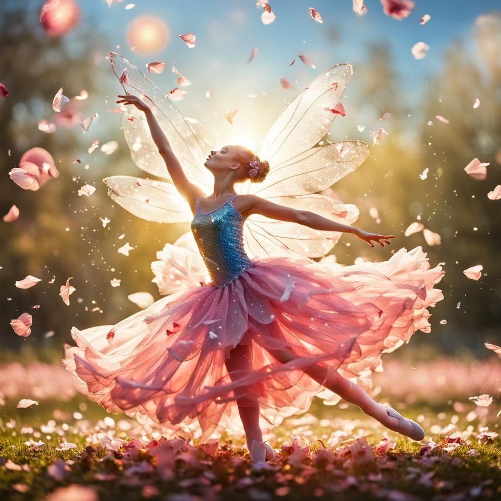 Glass Fairy Ballerina Dancing in Sunshine