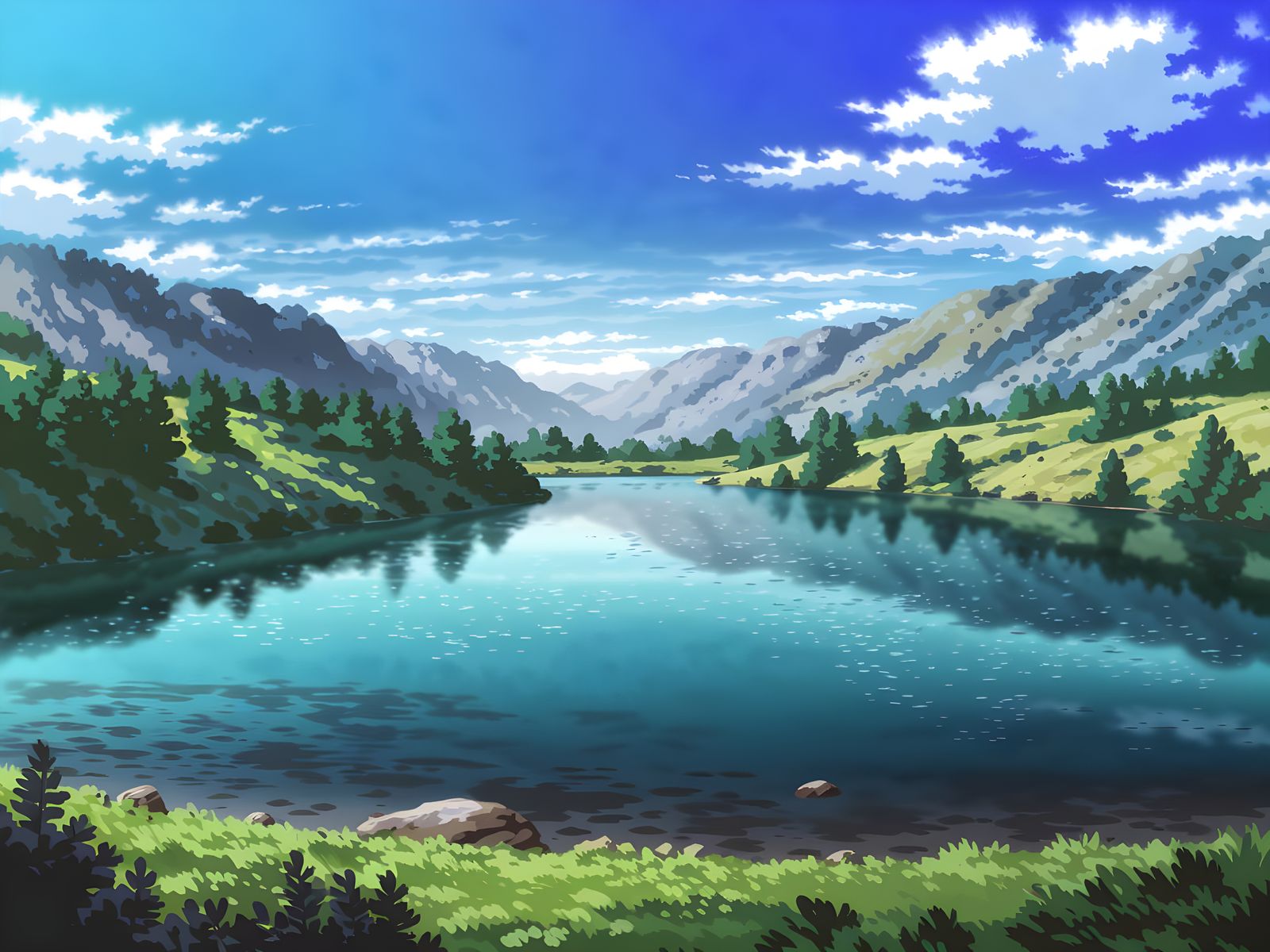 Serene Valley Lake in Dreamy Landscape