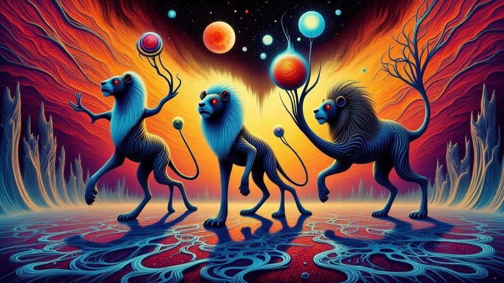 Thin Lions as Lawyers Dancing in Psychedelic Ink
