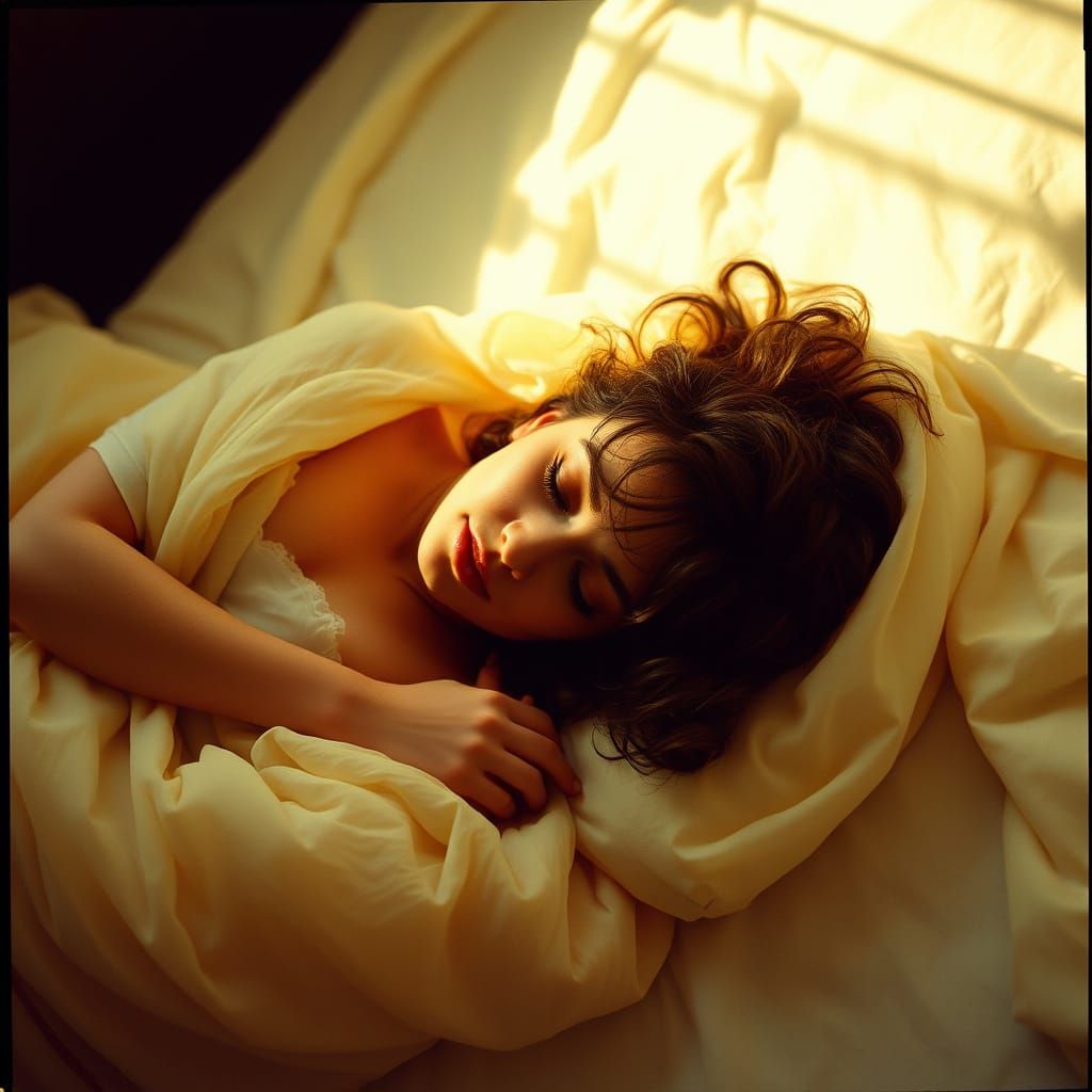 Woman in Translucent Sheet: Cinematic Portrait