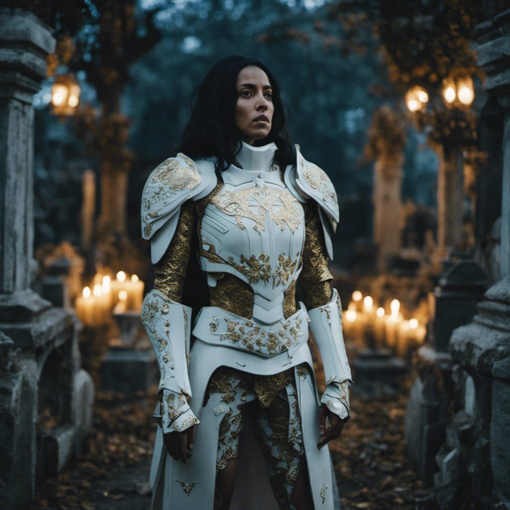 Scared Paladin Knight in Graveyard, Cinematic Photography