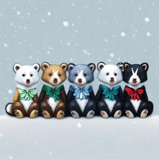 Anime Style Cub Bears Chatting with Squirrel