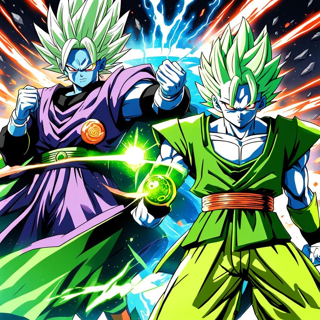 Perfect Cell vs. Zamasu in Ghibli Anime Style