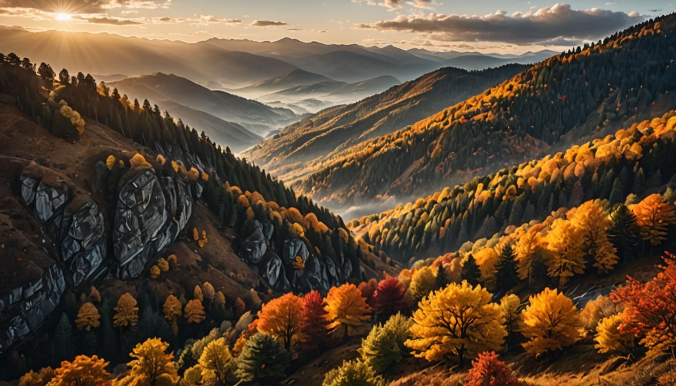 Hyperrealistic Fall Mountain Landscape Photography in HDR