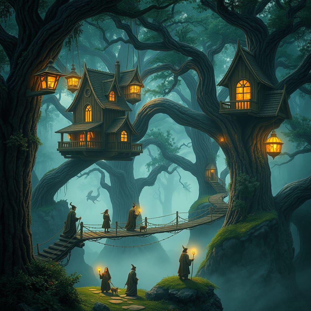 Enchanted Elven Village in Ancient Forest