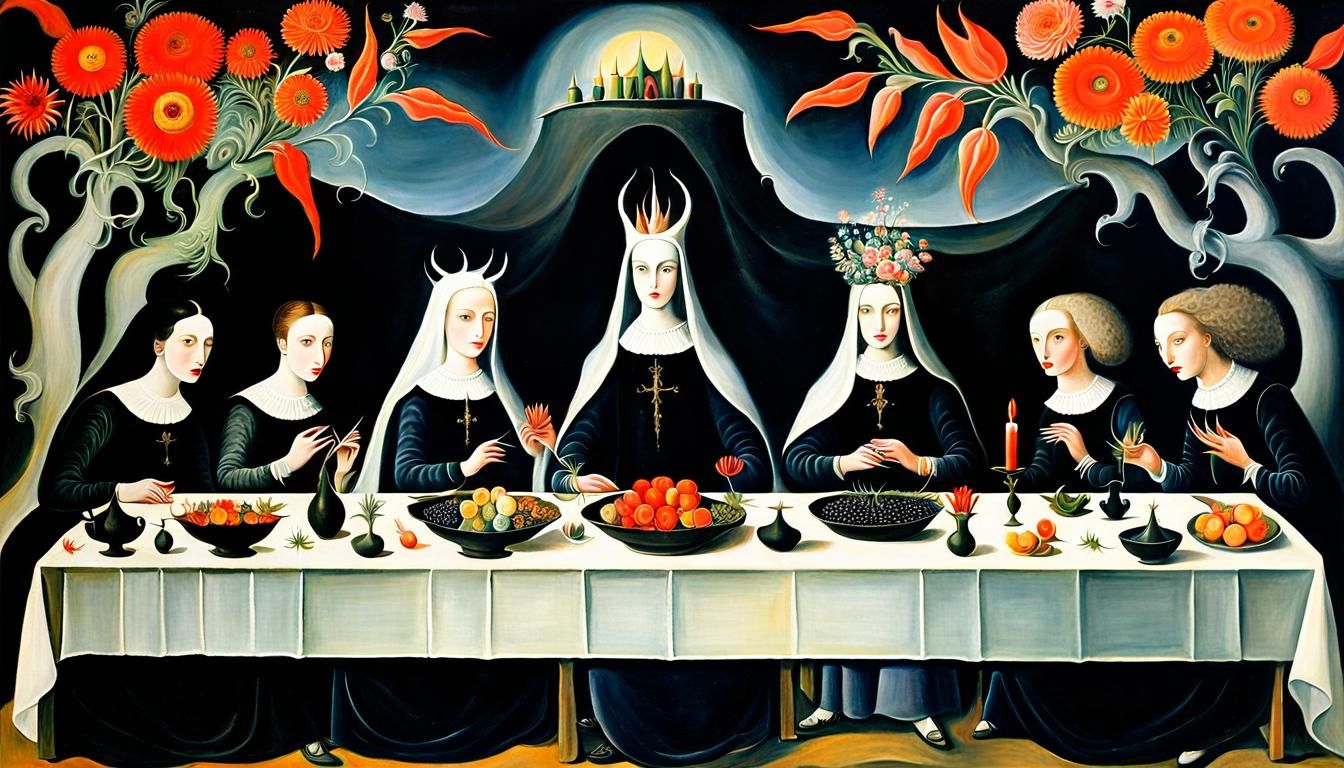 Group of women surrounded by flowers