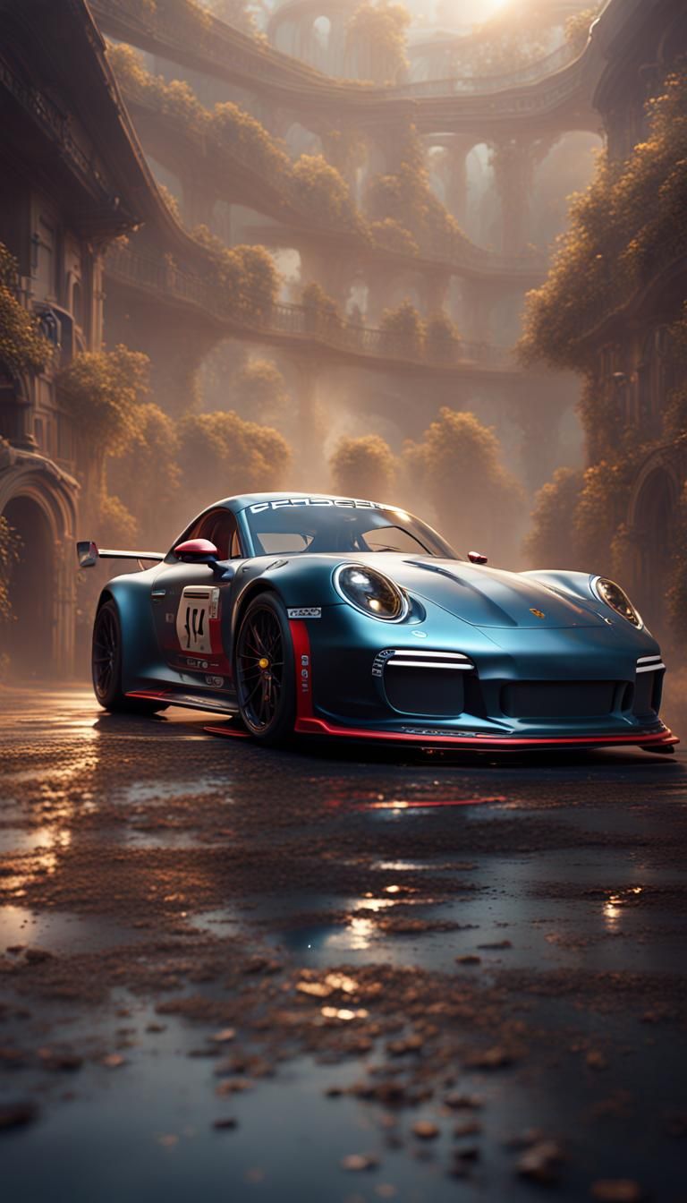 Detailed Matte Painting of a Porsche Cup Car