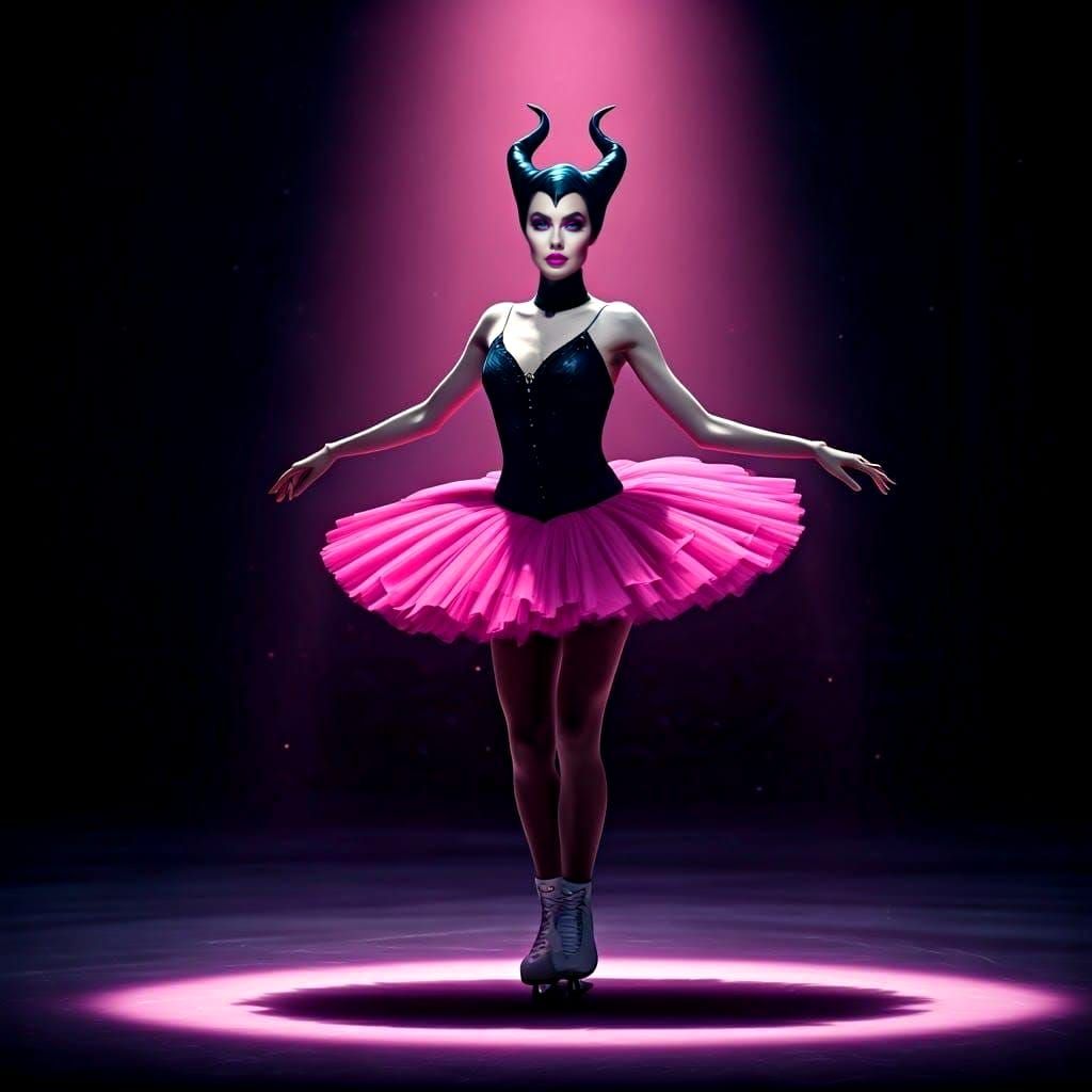Maleficent Ice Skating in Pink Tutu: Film Still