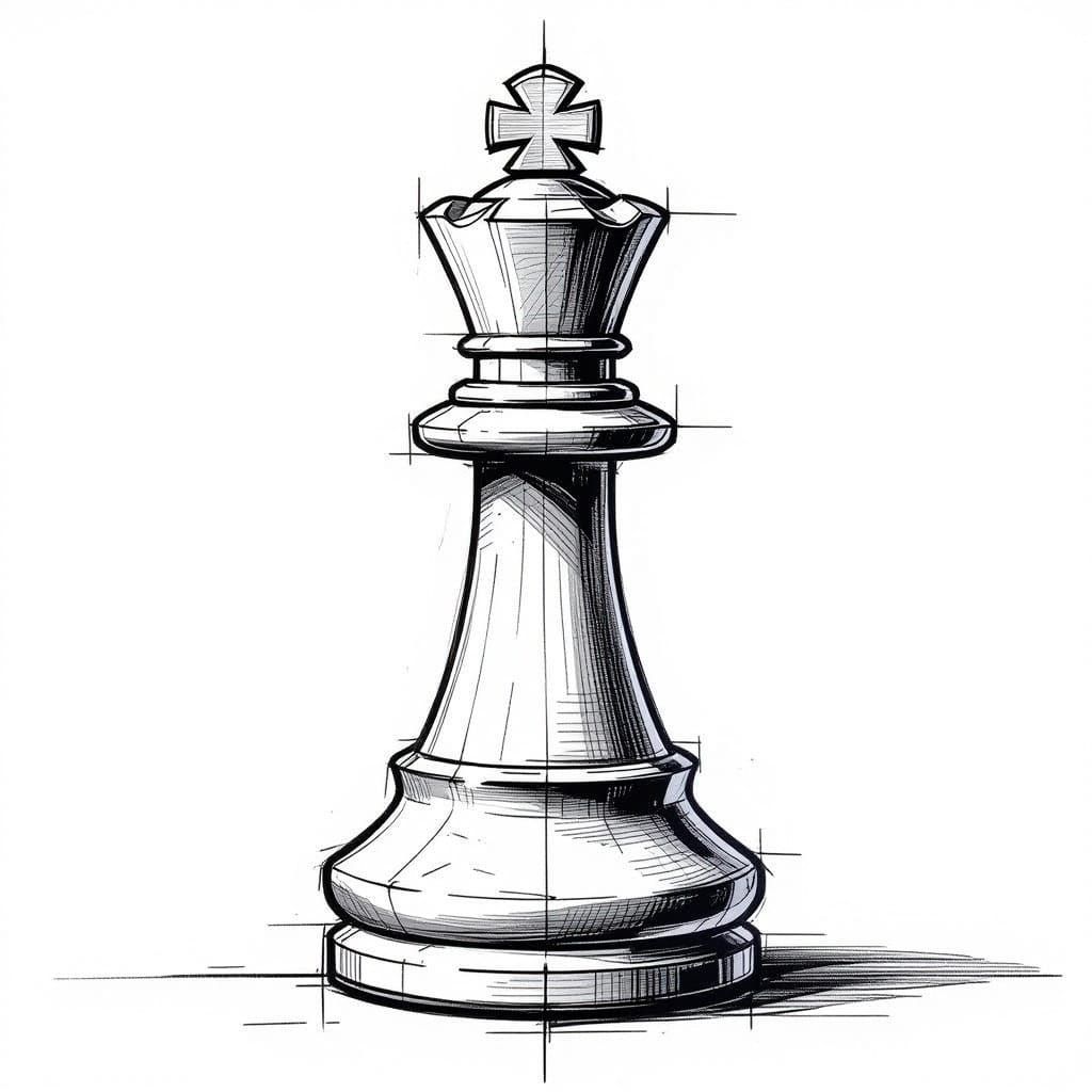 Industrial Chess Pawn Technical Drawing in Futuristic Style